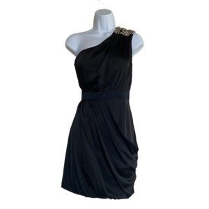 One Shoulder Black Dress - Aidan Mattox